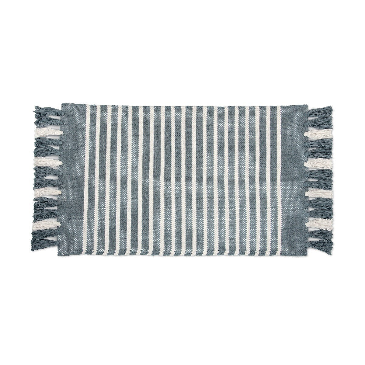 Walra Badmat Stripes Structure Jeans Blauw / Wit