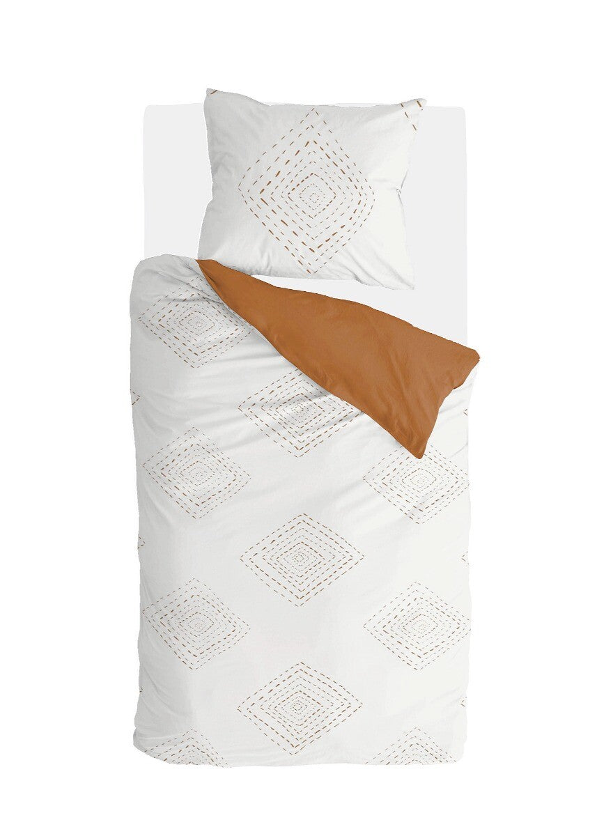 Walra Dekbedovertrek Boho Stitches Wit / Cognac