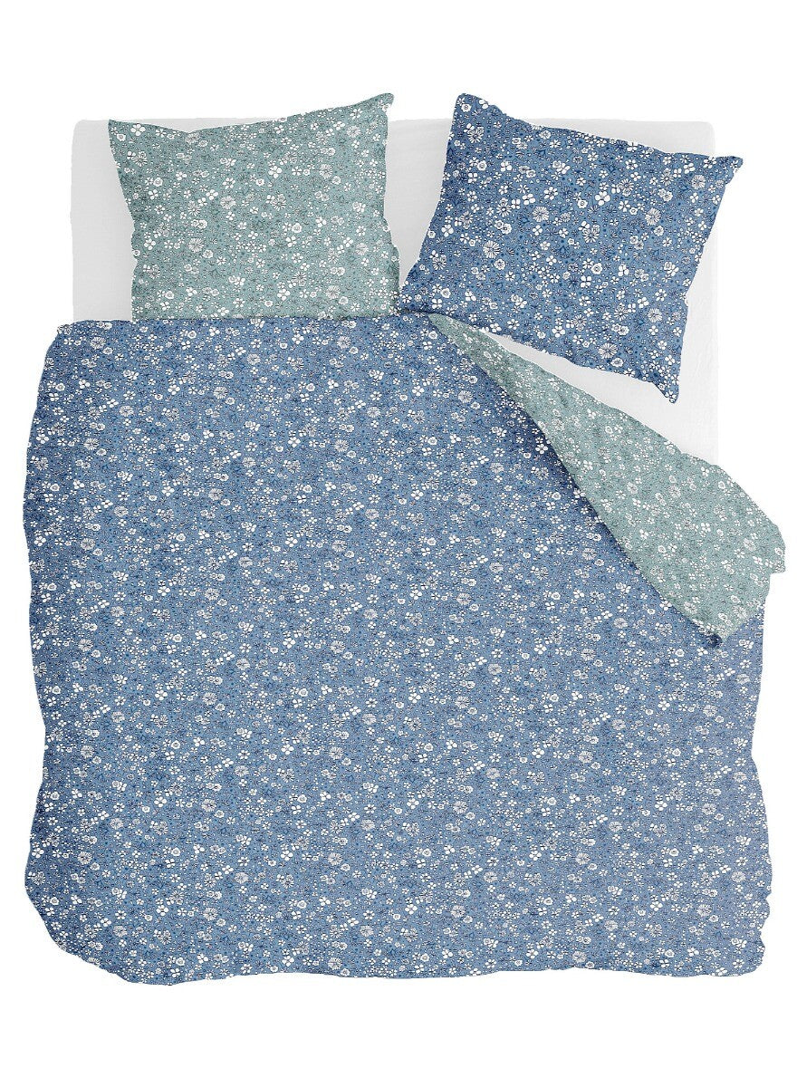 Walra Dekbedovertrek Retro Flowers Blauw / Jade