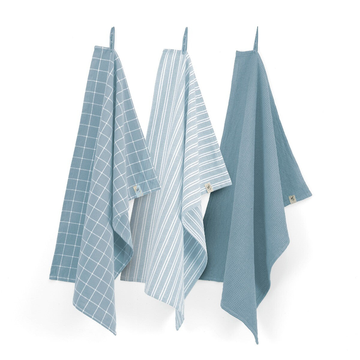 Walra Keukenset Dry w. Cubes Uni, Stripes Blocks Denim Blue 50x70 cm