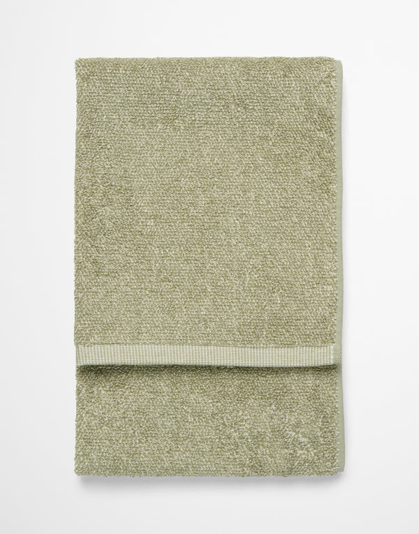 Marc O'Polo Handdoek Timeless melange Mosgroen