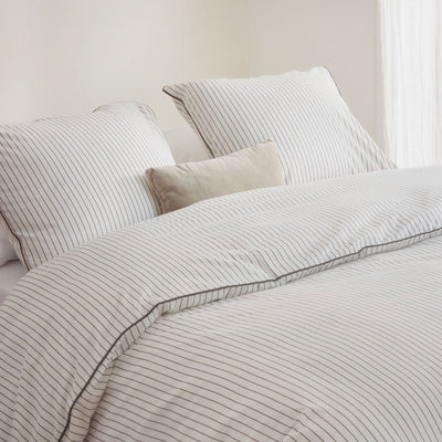 Walra Dekbedovertrek Gentle Stripes Off White / Bruin
