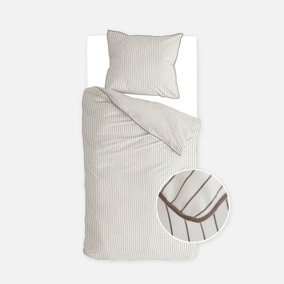 Walra Dekbedovertrek Gentle Stripes Off White / Bruin