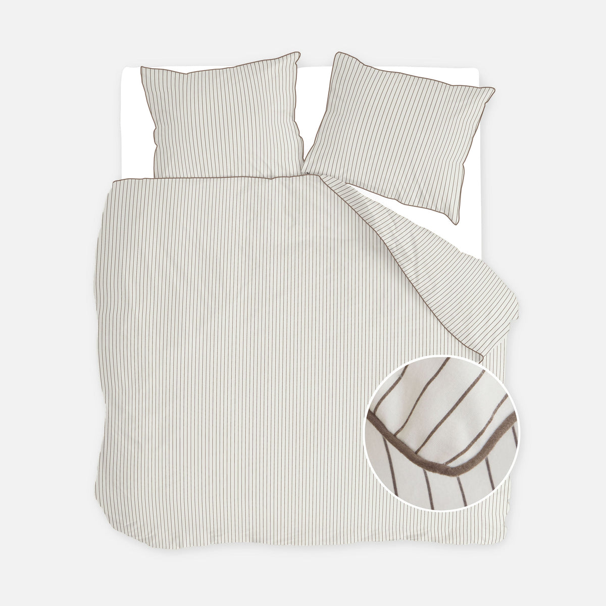 Walra Dekbedovertrek Gentle Stripes Off White / Bruin