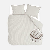 Walra Dekbedovertrek Gentle Stripes Off White / Bruin