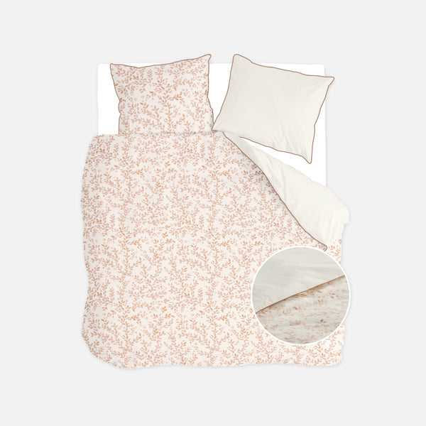 Walra Dekbedovertrek Blushed Leaves Off White / Roze