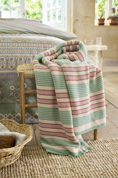 Pip Studio Quilt Bonsoir Combistripe Throw Green 130x170 cm