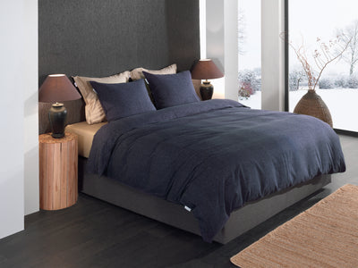 Heckett & Lane Dekbedovertrek Franela Dark-Blue