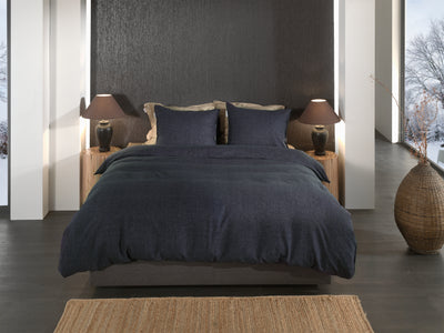 Heckett & Lane Dekbedovertrek Franela Dark-Blue