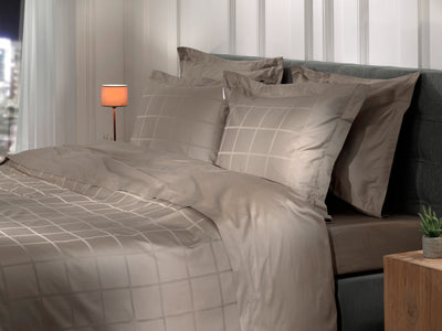 Heckett & Lane Dekbedovertrek Diamante Taupe-Grey