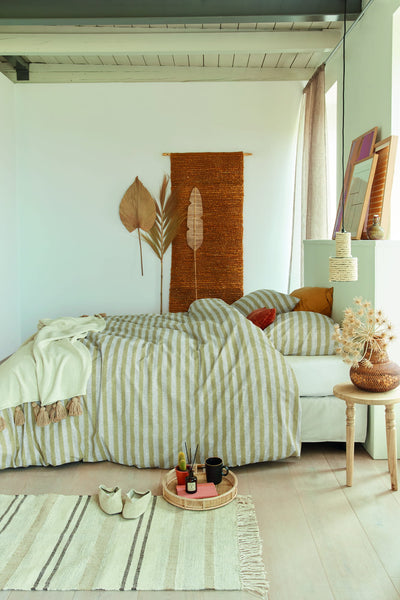 Ariadne at Home Dekbedovertrek Knit Stripes Naturel 140x200/220 cm