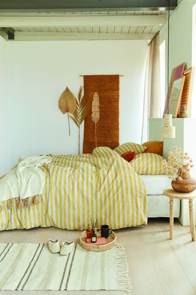 Ariadne at Home Dekbedovertrek Knit Stripes Yellow 140x200/220 cm