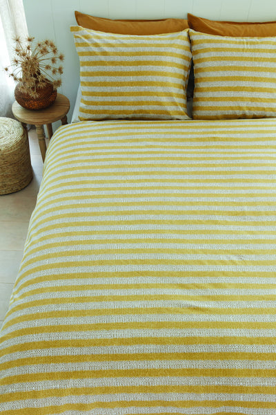 Ariadne at Home Dekbedovertrek Knit Stripes Yellow 140x200/220 cm