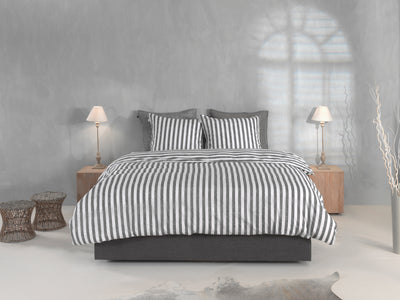 Zohome Dekbedovertrek Banda di Lino Dark-Grey