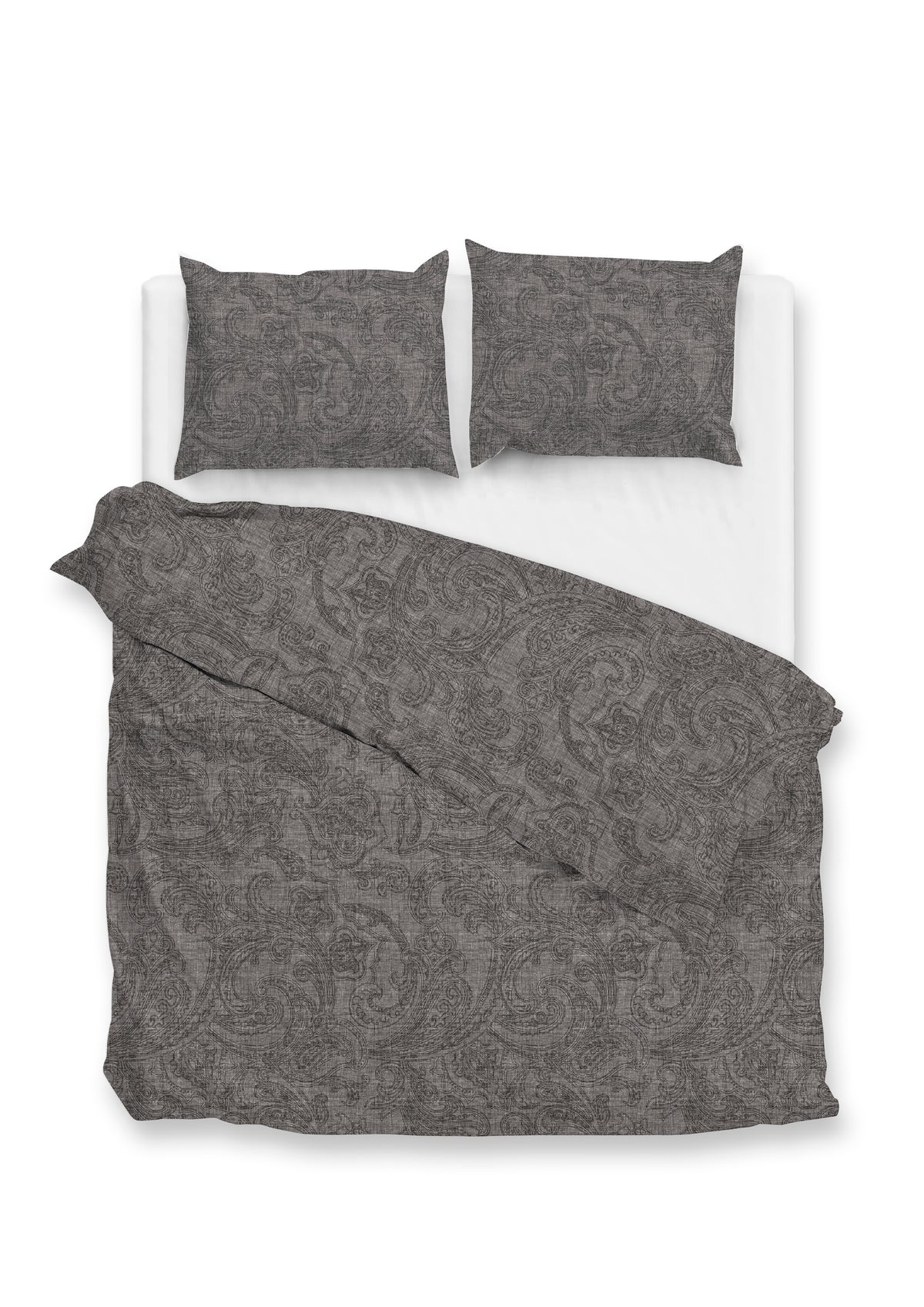 Zohome Dekbedovertrek Paisley di Lino Dark-Grey