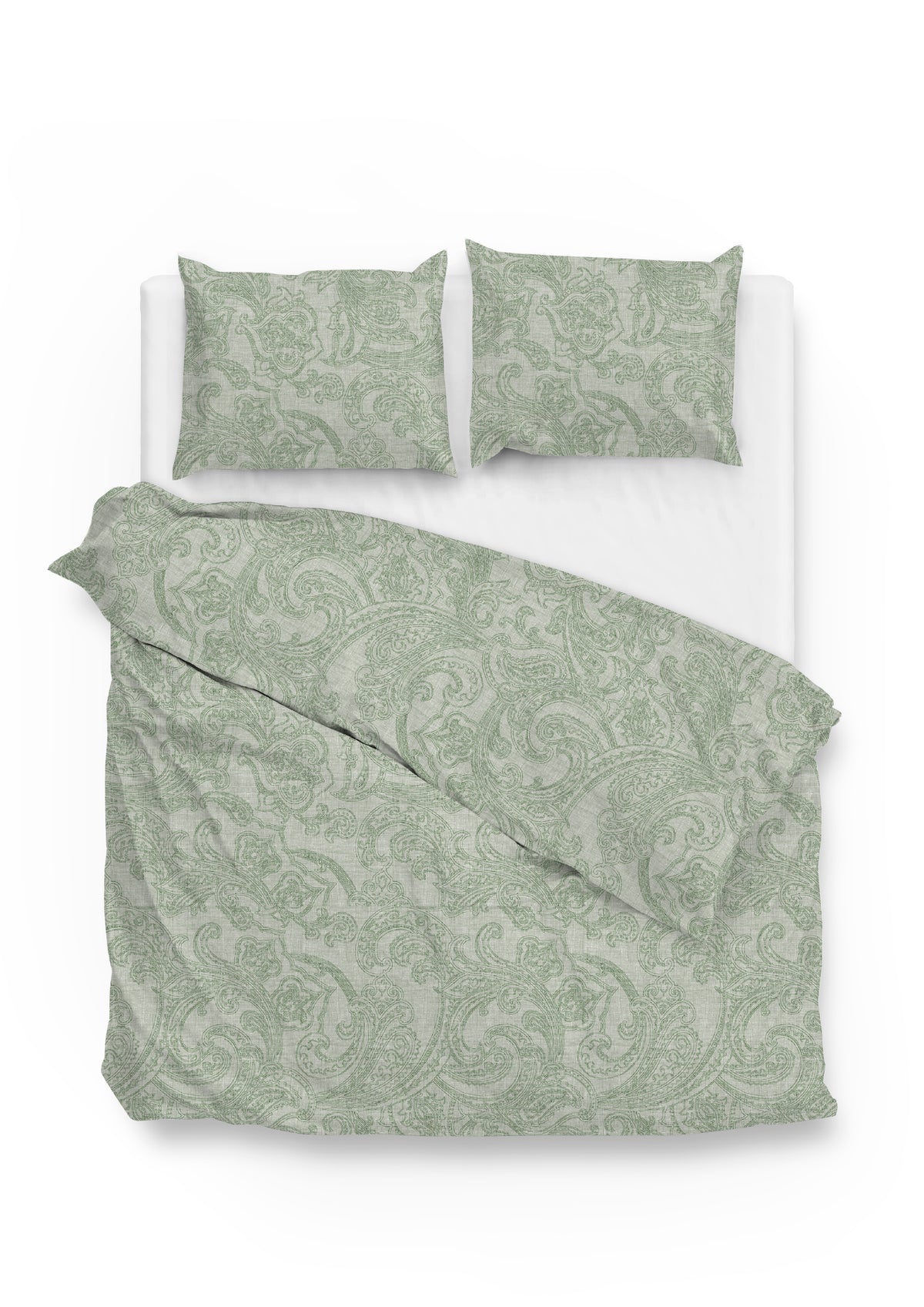 Zohome Dekbedovertrek Paisley di Lino Moss-Green