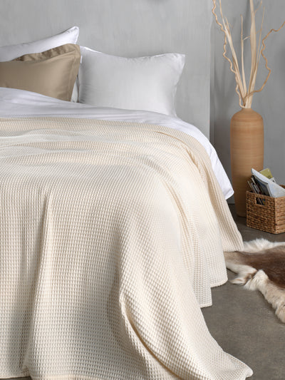 Heckett & Lane Sprei Wafel Ivory-White