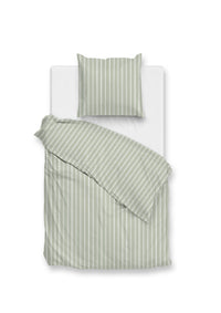 Zohome Dekbedovertrek Righe di Percalle Smokey-Green