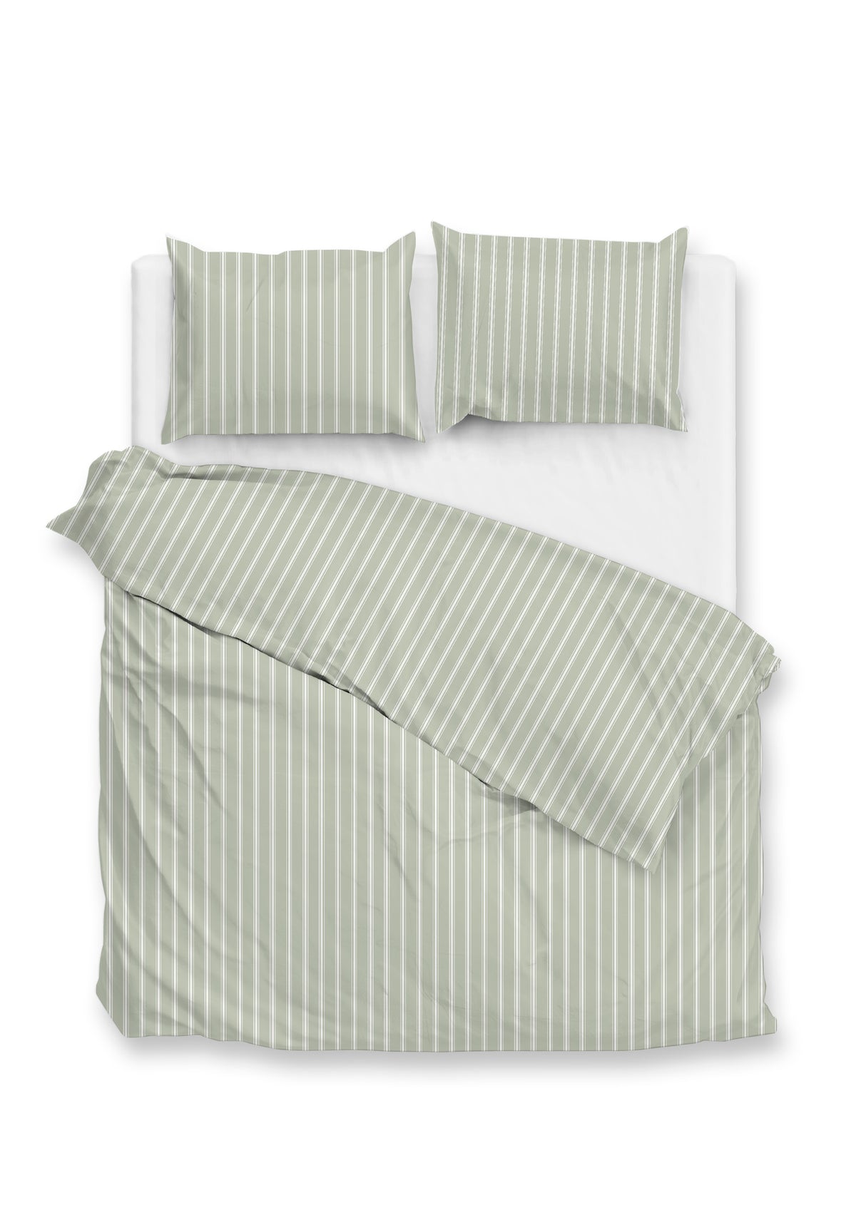 Zohome Dekbedovertrek Righe di Percalle Smokey-Green