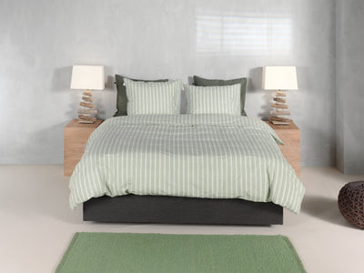 Zohome Dekbedovertrek Righe di Percalle Smokey-Green