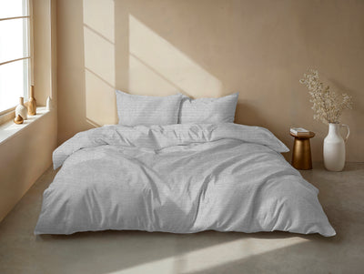 Zohome Dekbedovertrek Striscia di Lino Dove-Grey