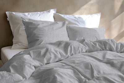 Zohome Dekbedovertrek Striscia di Lino Dove-Grey