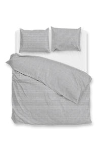 Zohome Dekbedovertrek Striscia di Lino Dove-Grey