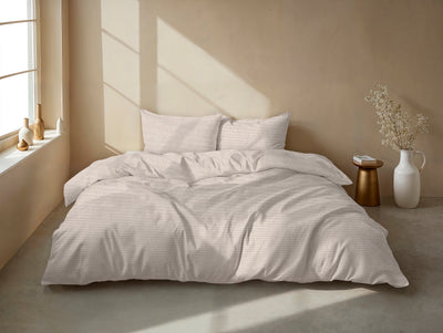 Zohome Dekbedovertrek Striscia di Lino Sandy-Beige