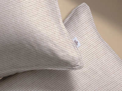 Zohome Dekbedovertrek Striscia di Lino Sandy-Beige