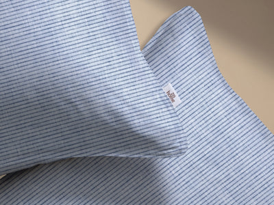 Zohome Dekbedovertrek Striscia di Lino Denim