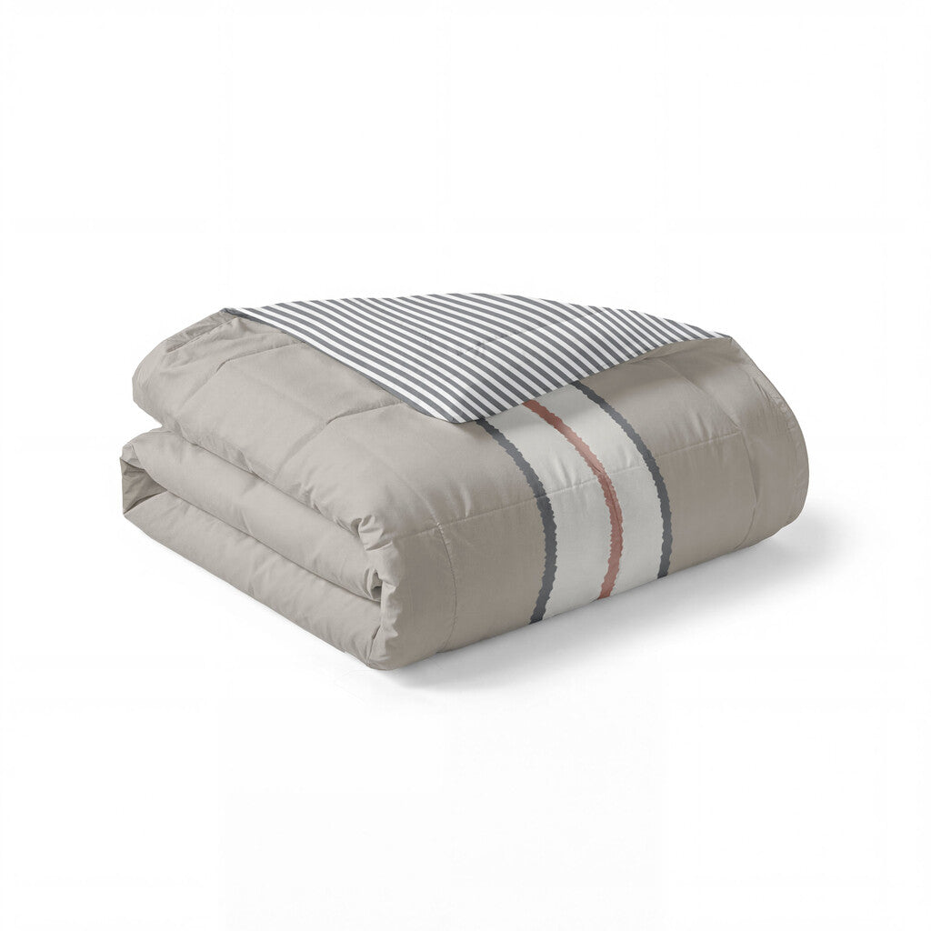 Byrklund Dekbed Lined Up Zand / Antraciet