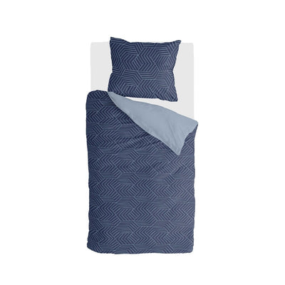 Byrklund Dekbedovertrek Lined Grid Dark Blue