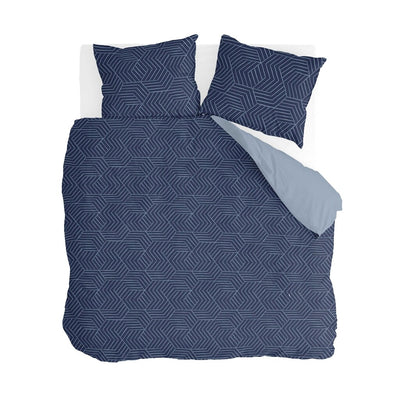 Byrklund Dekbedovertrek Lined Grid Dark Blue