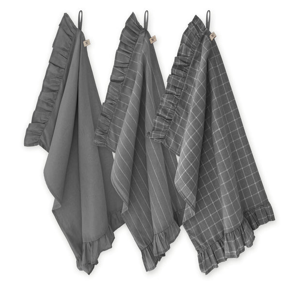 Walra Keukenset Lovely Linen Ruffles Anthracite 50x70 cm