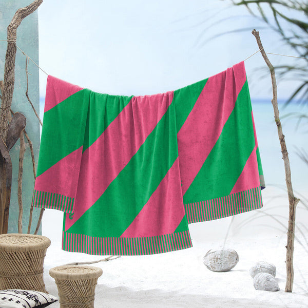 Seahorse Strandlaken Colorblock Stripe Pink