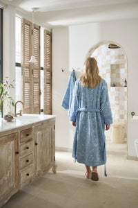Pip Studio Badjas Jasmin Jacquard Bathrobe Licht blauw