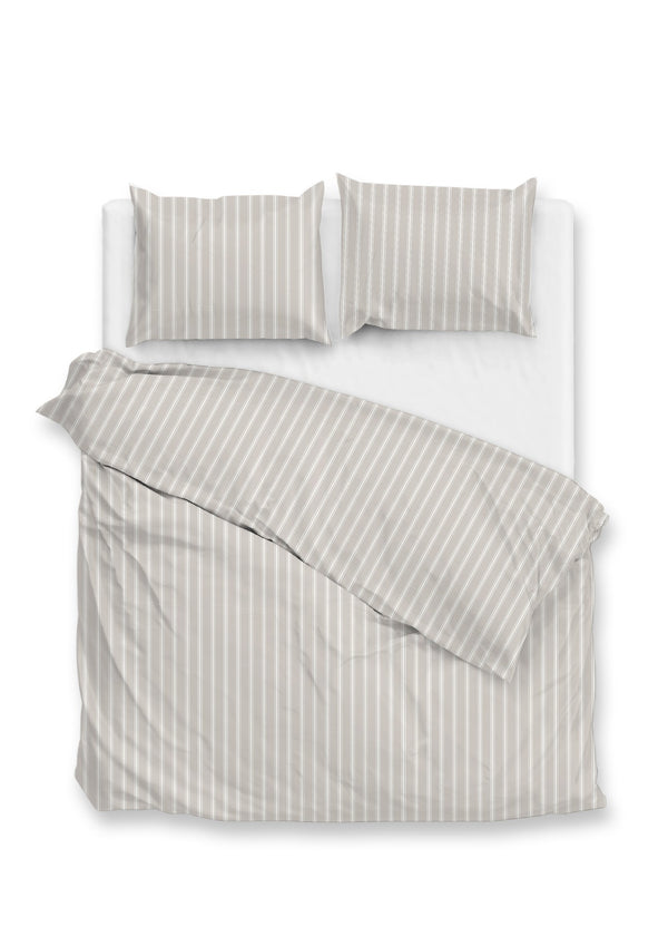 Zohome Dekbedovertrek Righe di Percalle Light-Taupe