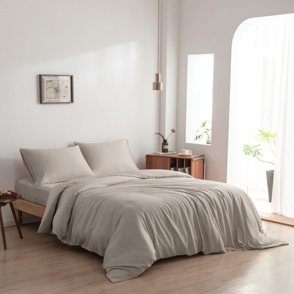 Boomba Bamboo Dekbedovertrek Premium Instopstrook Soft Taupe
