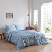 Boomba Bamboo Dekbedovertrek Premium Instopstrook Sky Blue