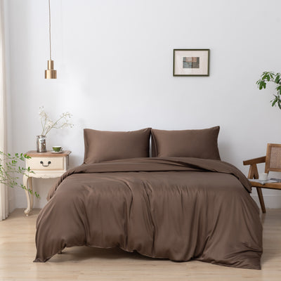Boomba Bamboo Dekbedovertrek Premium Instopstrook Coffee Brown