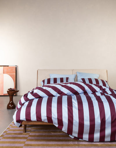 Essenza Dekbedovertrek Minte Stripe Mauve wine - Ice blue