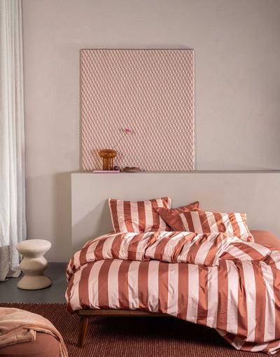 Essenza Dekbedovertrek Minte Stripe Terracotta - Blush pink