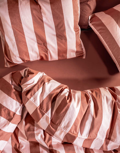 Essenza Dekbedovertrek Minte Stripe Terracotta - Blush pink