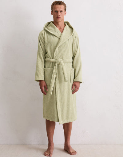Marc O'Polo Badjas Timeless Men Melange Mosgroen