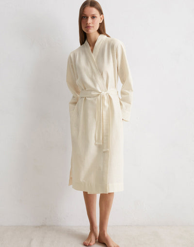 Marc O'Polo Kimono Classic fine stripe Dark Sand