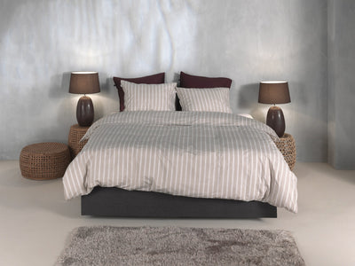 Zohome Dekbedovertrek Righe di Percalle Light-Taupe