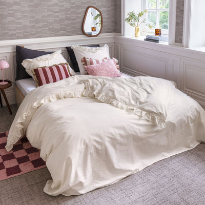 Dindi Home Dekbedovertrek White Ruffle Off White