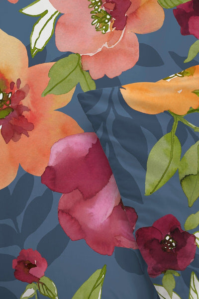 Byrklund Dekbedovertrek Flowering Peonies Blue