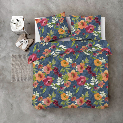 Byrklund Dekbedovertrek Flowering Peonies Blue