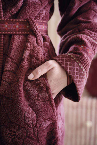 Pip Studio Badjas Jasmin Jacquard Bathrobe Dark Pink